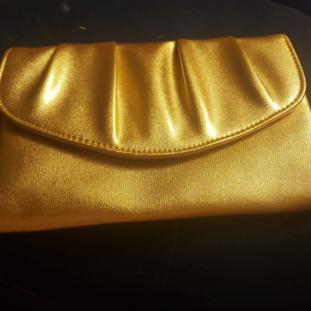 Gold lame handbag